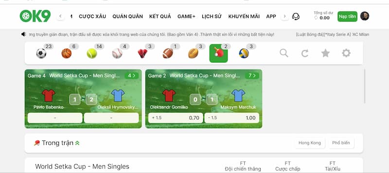 thể thao ok9